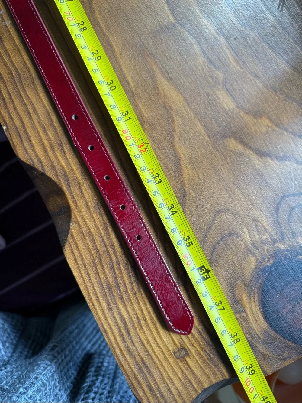 Sezane Patent Purple Burgundy Leather Belt with Gold Buckle